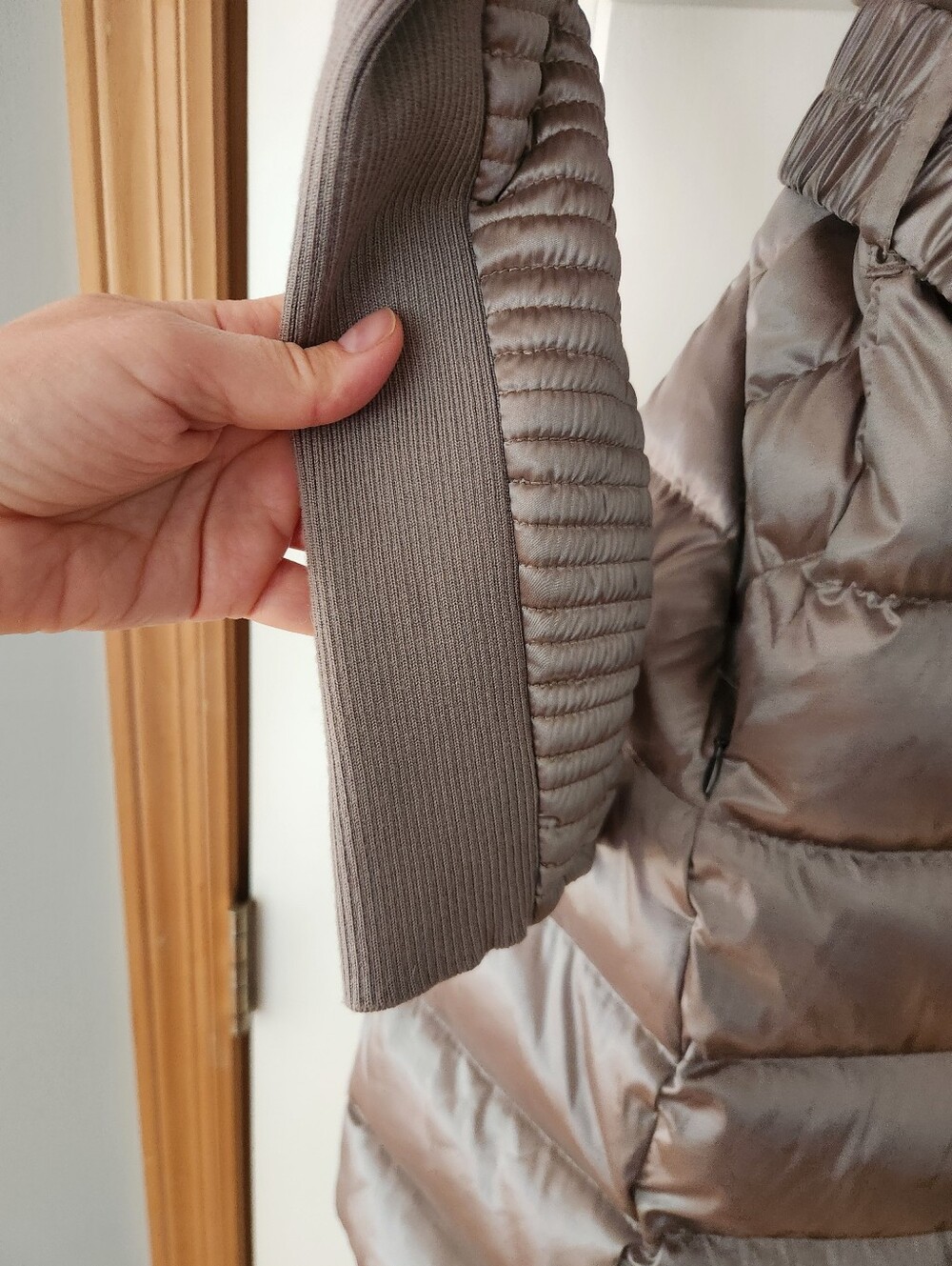 BCBGMaxAzria Taupe Quilted Long Puffer Coat - Picture 3 of 8